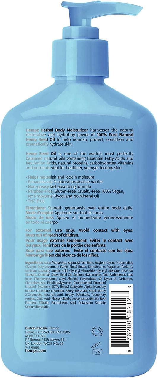HEMPZ Body Lotion - Ocean Breeze Daily Moisturizing Cream Body with Hemp Seed Oil - 17 Fl Oz