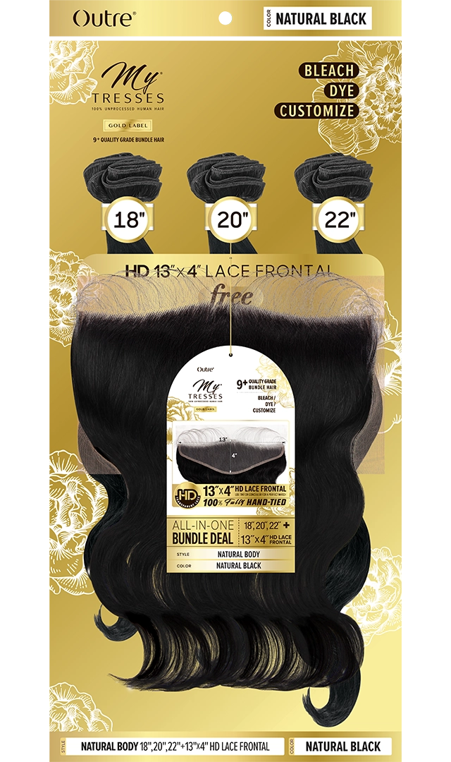 outre my tresses all in one 13 by 4 gold label Natural Body 14” 16” 18”