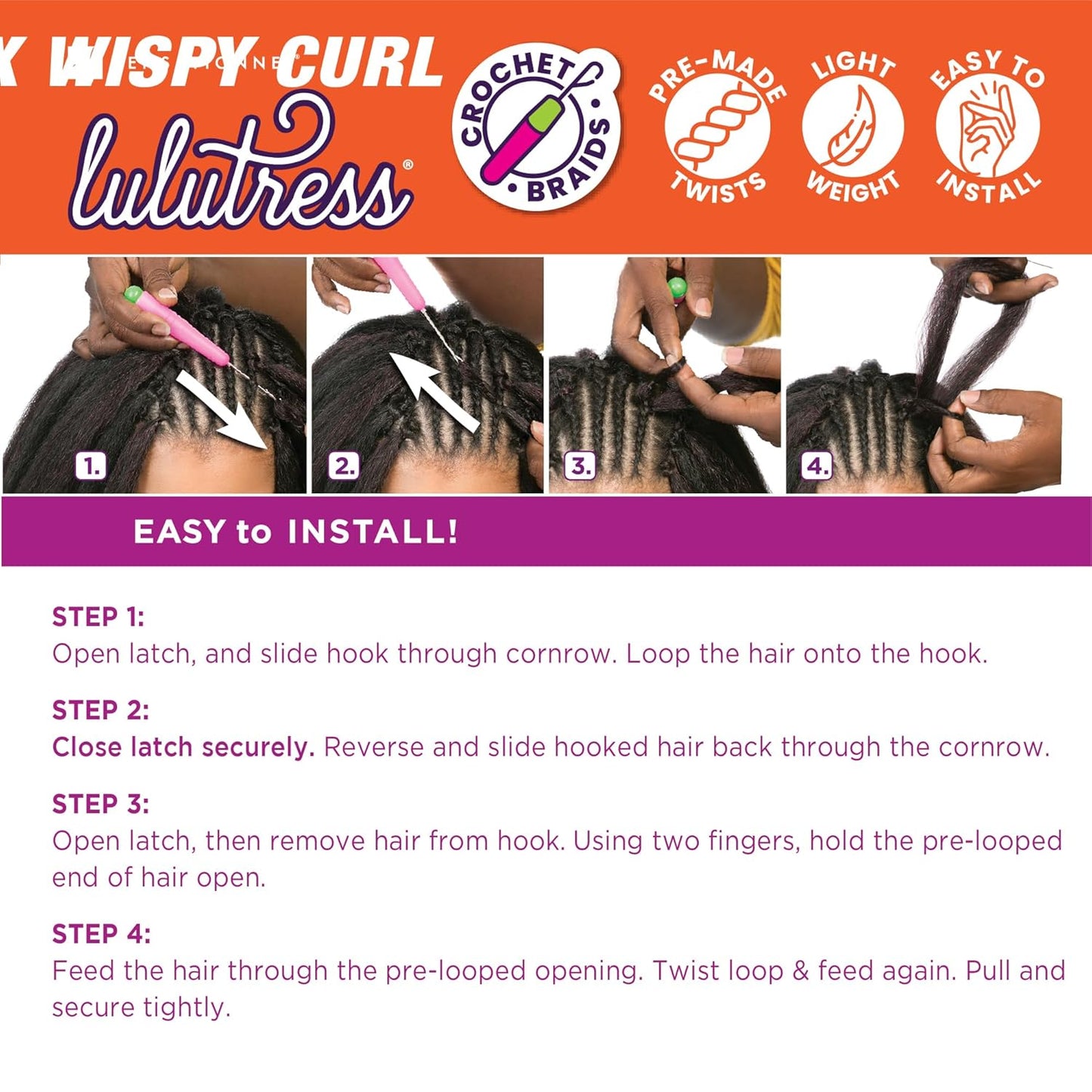 Sensationnel Lulutress Crochet Braiding hair - 2x wispy curl 3b pre-looped crochet braids hair synthetic locs twists braids