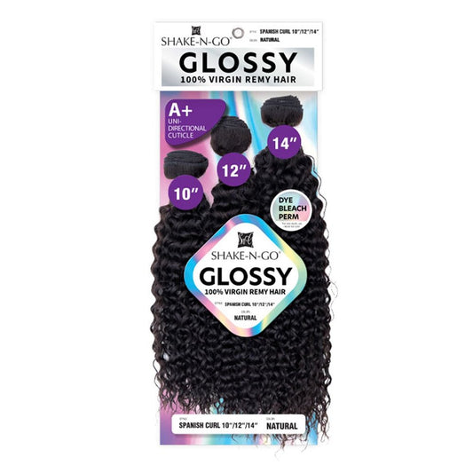 SHAKE-N-GO - GLOSSY 100% VIRGIN REMY HAIR - SPANISH CURL (14"/16"/18", NATURAL)