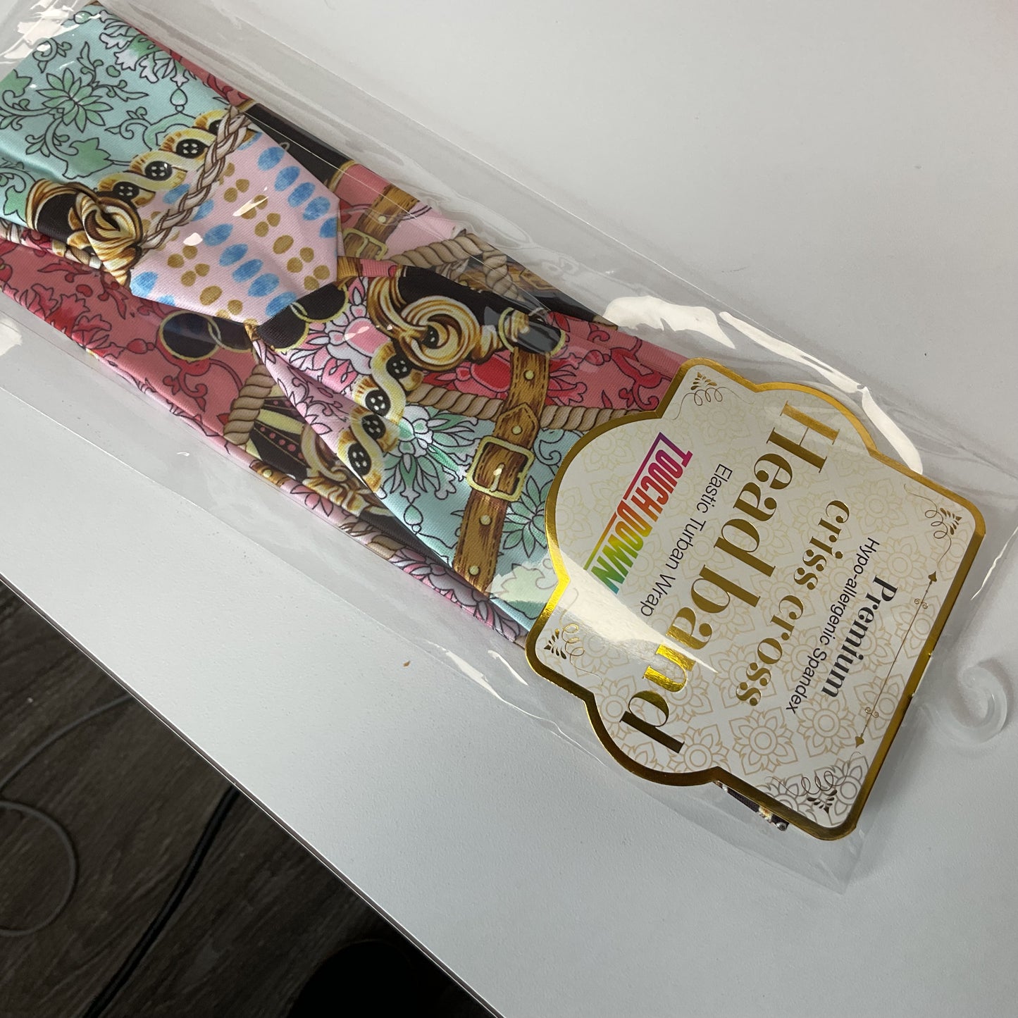 Touch down head band elastic turban  wrap