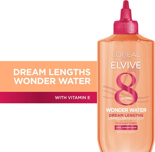 L'Oreal Paris 8-Second Wonder Water, Detangling Micellar Rinse-Out For Long Hair, Lamellar Water Technology for Sleek and Smooth Lengths, Silicone Free, 200 ml.