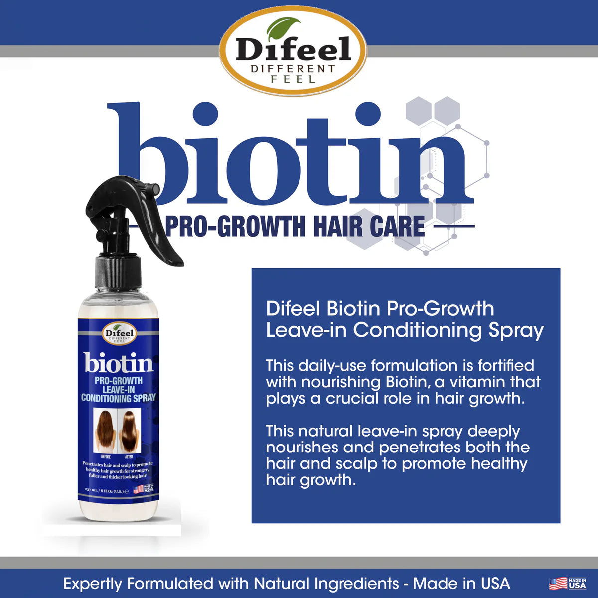 Difeel Biotin Pro-growth Leave-in Conditioning Spray 6 oz