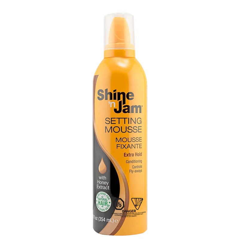 AMPRO Shine 'n Jam Setting Mousse with Honey Extract Extra Hold (12oz)