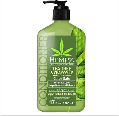 HEMPZ Tea Tree & Chamomile Herbal Hair Conditioner - Gentle Cleansing Herbal Shampoo Enriched with Chamomile, Lavender, Aloe Extracts - 17 Fl OZ