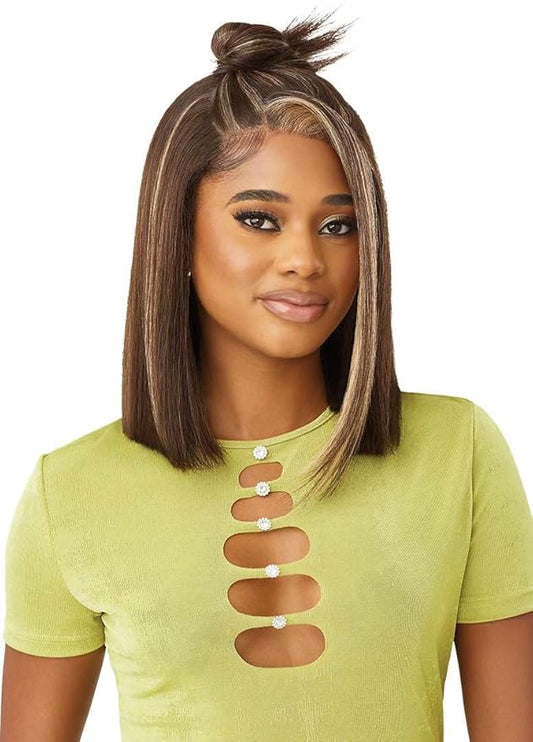 Outre 6X5 Pre-Cut Lace Closure Wig - Human Hair Blend - Yaki Straight Bob 14"