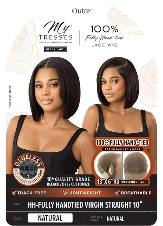 Outre Mytresses Black - 100% Full Hand-Tied HH Wig - Virgin Straight 10"