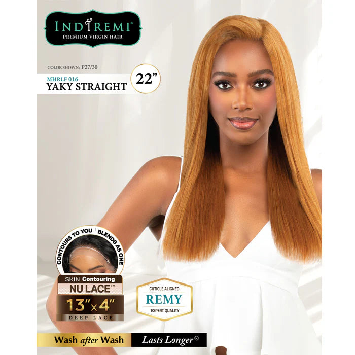 Bobbi Boss Indiremi 100% Remy Hair Nu Lace 13x4 Lace Frontal Wig - MHRLF016 YAKY STRAIGHT 22"