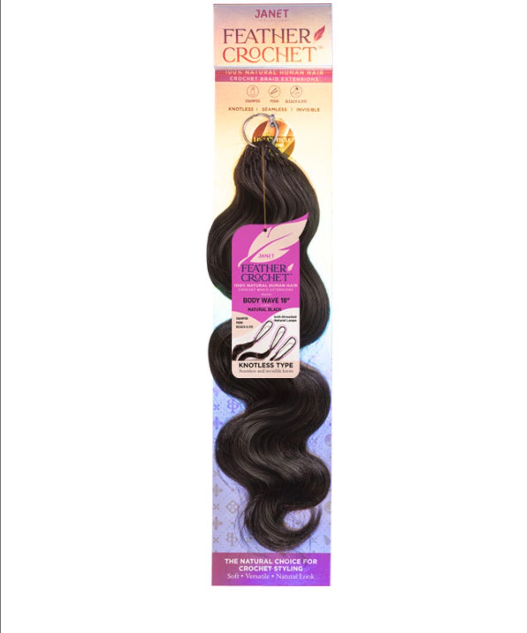 Janet Collection Human Hair Feather Crochet Hair Body Wave 18″