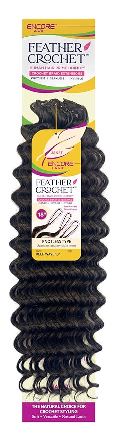 Janet  H Hair Blend Feather Crochet Braids Encore La Vie Deep wave 18"