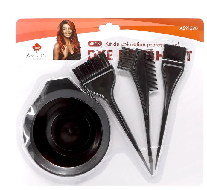KIM & C 4pcs Dye Brush Kit (Tint Bowl & 3 Dye Brushes)