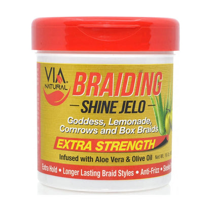 Via Natural Braiding Shine Jelo, Extra Strength, 16 Oz.